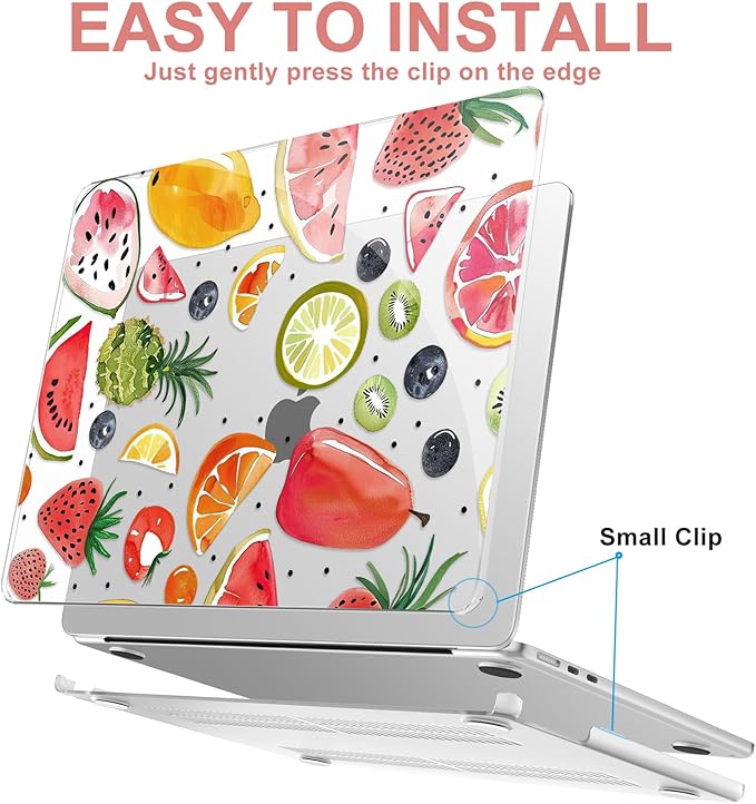 AKIT Compatible with MacBook Air 13 inch Case M5 2026 2025-2022 M4 M3 M2 A3449 A3240 A3113 A2681, Unique Hard Shell Laptop Case+Screen Protector+Keyboard Cover for MacBook Air 13.6 inch, Fruits