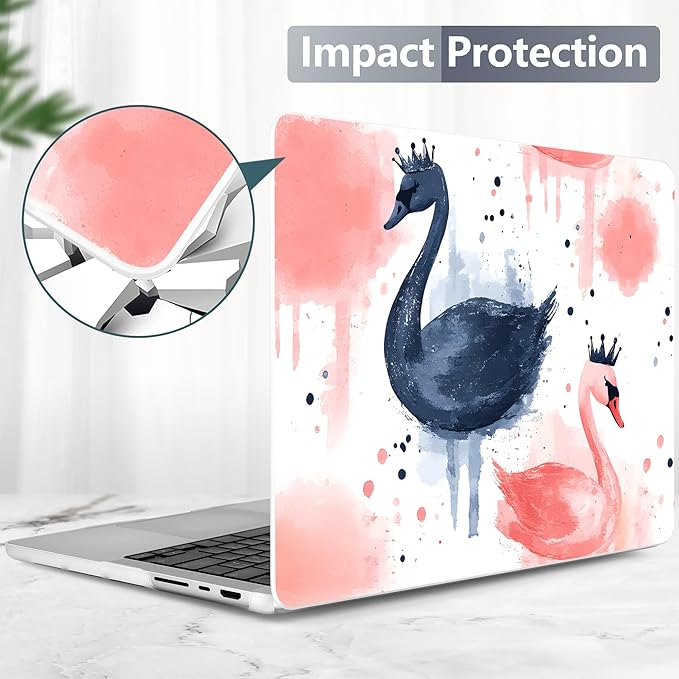 Batianda for MacBook Pro 14 Inch Case 2026-2021 Release M5 M4 M3 M2 M1 Pro/Max, 1.2mm Slim Graphic Hard Shell Cover with Keyboard Cover, Screen Protector 4-in-1 Bundle, Swan