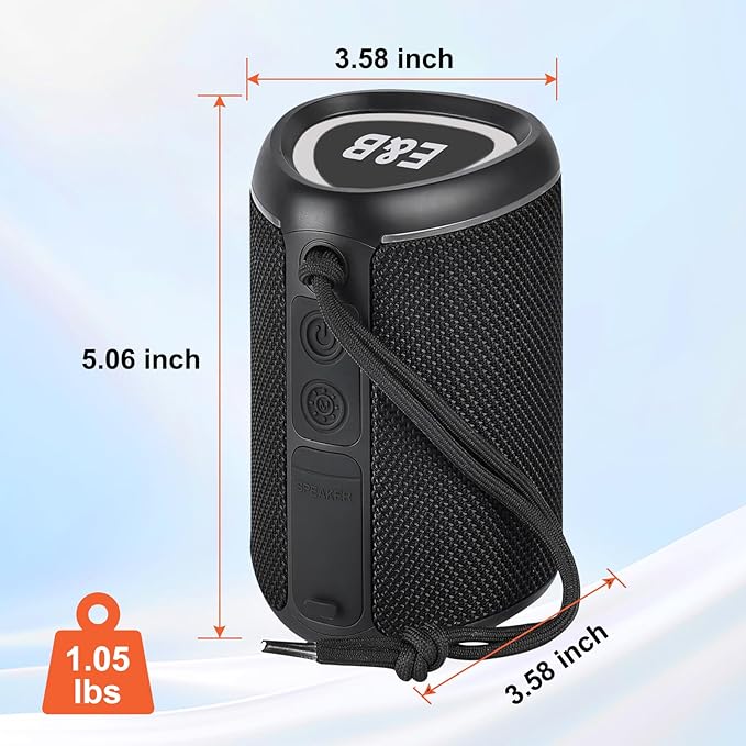 Portable Bluetooth Speaker with Lights, IPX4 Waterproof, Small Wireless Speaker for Home Party Outdoor Beach, Loud Sound, Bluetooth 5.3, TWS Pairing, Support TF Card
