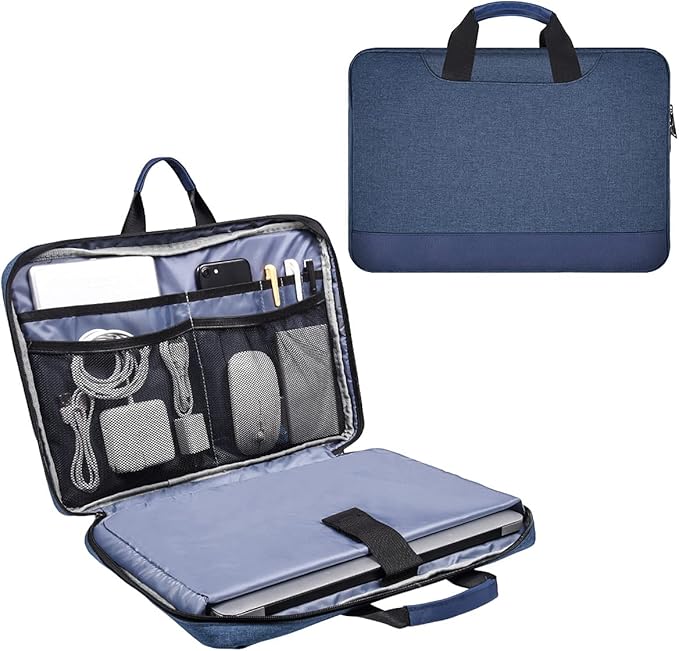 15.6 Inch Laptop Sleeve Bag, Waterproof Men Women TSA Case for Macbook Pro 16 M5 M4 M3 M2 M1, Acer Aspire E15/Predator, Lenovo Ideapad 1 15.6, HP Envy/Victus 15.6, ASUS Dell 15 16 Case, Navy Blue
