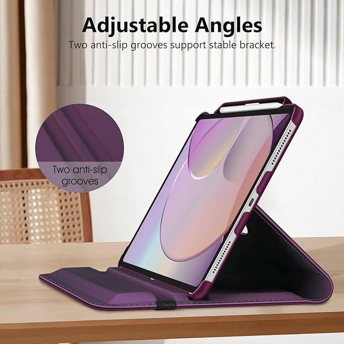 Fintie Rotating Case for iPad Pro 13-inch (M5) 2025 / (M4) 2024 with Pencil Holder - 360 Degree Swiveling Protective Stand Cover with Auto Wake/Sleep, Purple