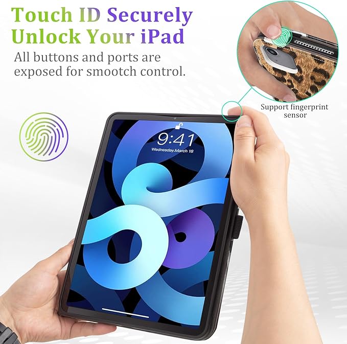 Lokigo for iPad Air 13 Inch Case M3/M2 (2025/2024) Leopard iPad Pro 12.9 Case (6th/5th Gen 2022/2021), Support Touch ID & Pencil Pro/2nd/USB-C, Brown