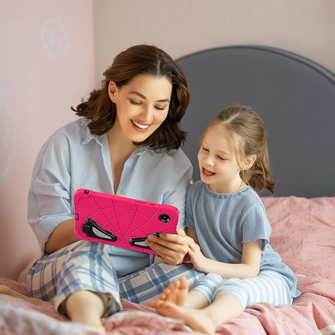 AKABEILA Compatible with Samsung Galaxy Tab A11 2025 8.7 inch Tablet Case，Lightweight Shockproof Rugged Protective Cover with Kickstand for Kids Children Boys Babies Strawberry Black