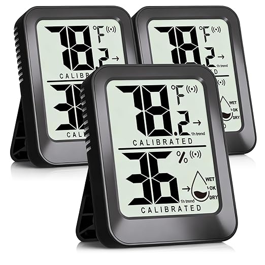 3 Pack Room Thermometer Indoor Hygrometer Digital Mini Humidity Meter Gauge with Temperature and Humidity Monitor Sensor for House, Pet, Plant, Incubator - Battery Included