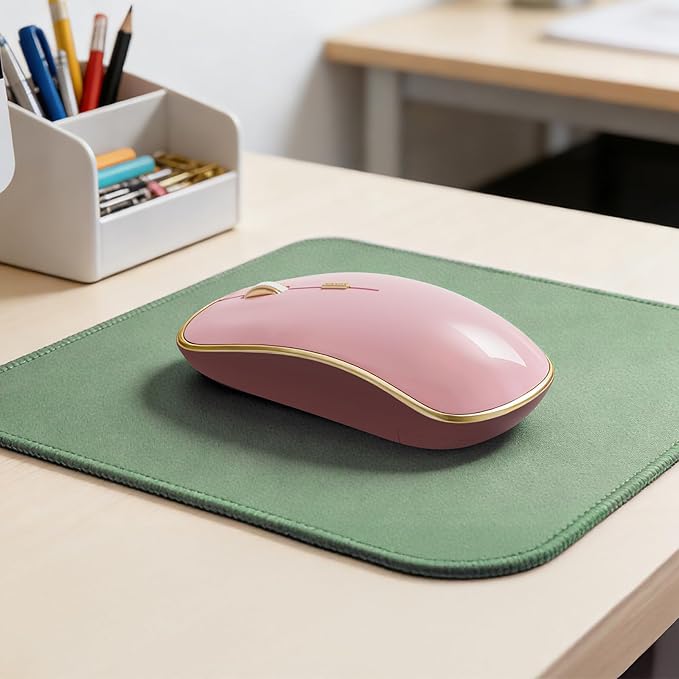 JOYACCESS Wireless Mouse for Laptop - Ultra Thin, Silent, 2400 DPI Portable Optical Mouse for Computer, MacBook, Windows, Chromebook, PC - Pink