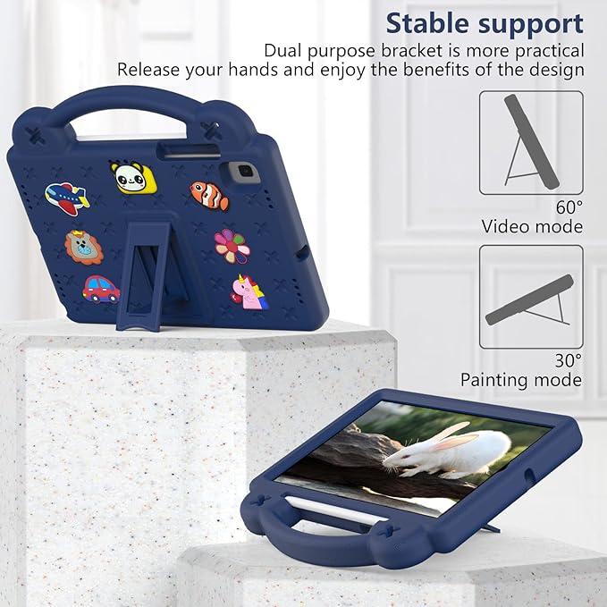 AKABEILA Compatible with Samsung Galaxy Tab A7 10.4 (2020/2022)/Tab S6 10.5(2019)/Tab S5e 10.5 inch(2019)/Tab S6 Lite 2020/2022 10.4 Tablet Case, Shoulder Strap & Pen Tray for Girl Kid Gift Navy Blue