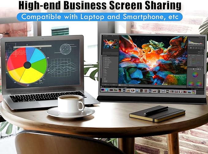 qaf 18.5 Inch Portable Monitor, 100Hz 1080P FHD IPS HDR Display, 100% sRGB, Frameless Gaming Travel Second Monitor for Laptop PC Mac PS5 Xbox, VESA Mount, Built-in Speakers - Classic Black