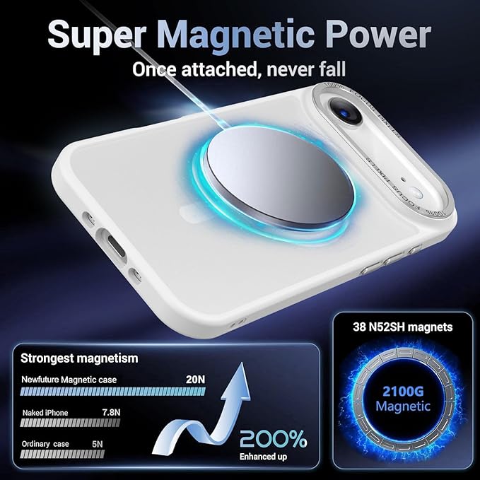 Newfuture Magnetic for iPhone Air Case [Compatible with Magsafe] [Military Grade Drop Protection] Translucent Matte Anti-Scratch Shockproof Protective Phone Cover 6.5 Inch, Frosted White