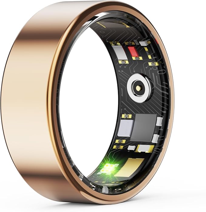Smart Health Ring, Fitness Tracker with Heart Rate, Blood Oxygen, Blood Pressure, Sleep & Step Monitoring, Waterproof, Compatible with iOS & Android, No Subscription Required (Rose Gold, 13)