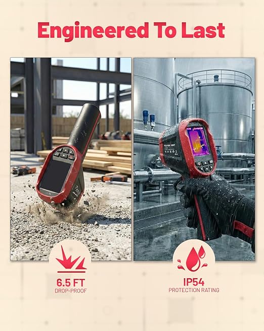 Thermal Camera, 240 x 240 TSIR Imaging Resolution, -4°F to 1022°F, 18-Hour Battery Life, 25Hz Mini Handheld Infrared Camera, 2.8" Screen, LED Lamp, 16 GB, Temp Alerts, Auto Shutdown, IP54 VectorPoint