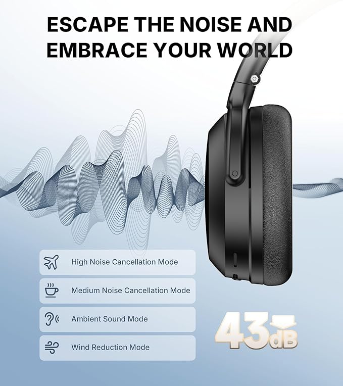 Edifier WH700NB Pro Wireless Over-Ear Headphones with Active Noise Cancellation, Hi-Res Audio, Bluetooth V5.4, Multi-Point Connection, Al Clear Calls, Fast Charging, Foldable (Black)