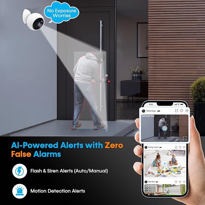 AMTIFO Security Cameras Wireless Outdoor: Magnetic 2-Pack Install-Free Indoor Smart 2K WiFi - Long Battery Life Powered Wireless Cameras for Home Security with AI Motion Detection