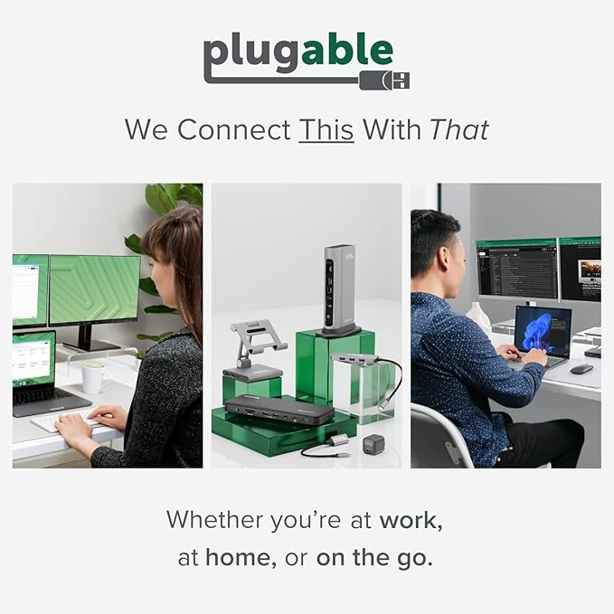 Plugable Thunderbolt 4 Hub | 60W Laptop Charging | 3X Thunderbolt 4 Ports | Dual 4K/Single 8K Displays | USB4 Compatibility - TBT4-HUB3C