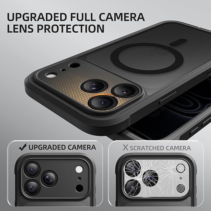 BERFY for iPhone 17 Pro Max Case, Compatible with MagSafe, Built-in Privacy Screen Protector, Camera Protection, Shockproof Full Body Phone Case 6.9", Translucent Black