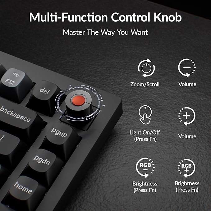 Keychron V1 8K Custom Mechanical Keyboard, 75% Wired Layout, Ultra-Low Latency 8000Hz, QMK Programmable, Hot-Swappable Brown Switches, RGB, for Gamers and Typists, Compatible with Mac/Windows/Linux