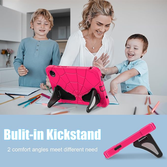 AKABEILA Compatible with Samsung Galaxy Tab A11 2025 8.7 inch Tablet Case，Lightweight Shockproof Rugged Protective Cover with Kickstand for Kids Children Boys Babies Strawberry Black