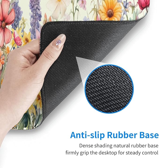 Flower Mouse Pad XL Large Mousepad Non Slip Rubber Base Desk Mat for Laptop Computer Gaming 31.5" X 12"