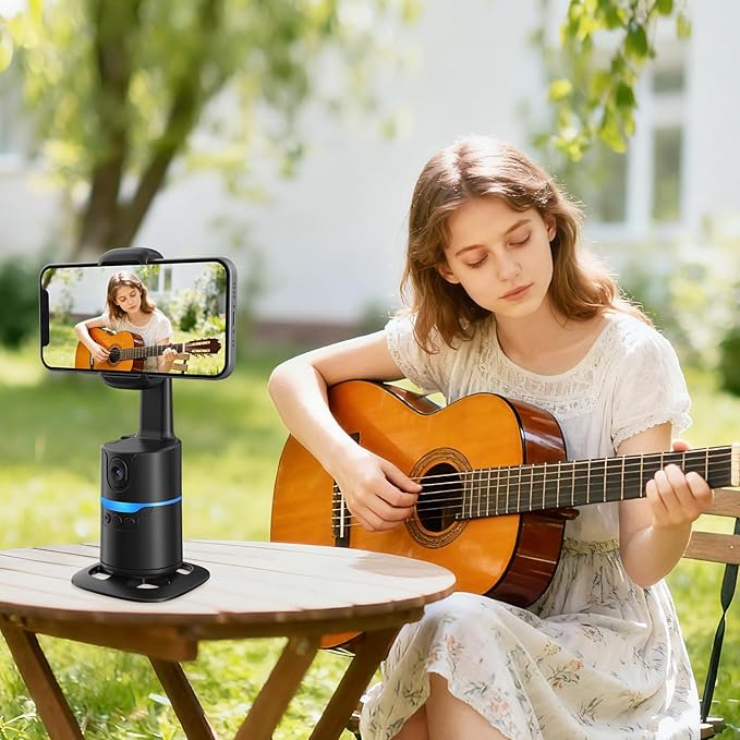 Auto Face Tracking Selfie Stick Tripod for iPhone, 360° Auto Rotating Face Tracking Tripod, Gesture Control, No APP Required, Gimbal stabilizer for Smartphone, for Live Streaming Video, Recording