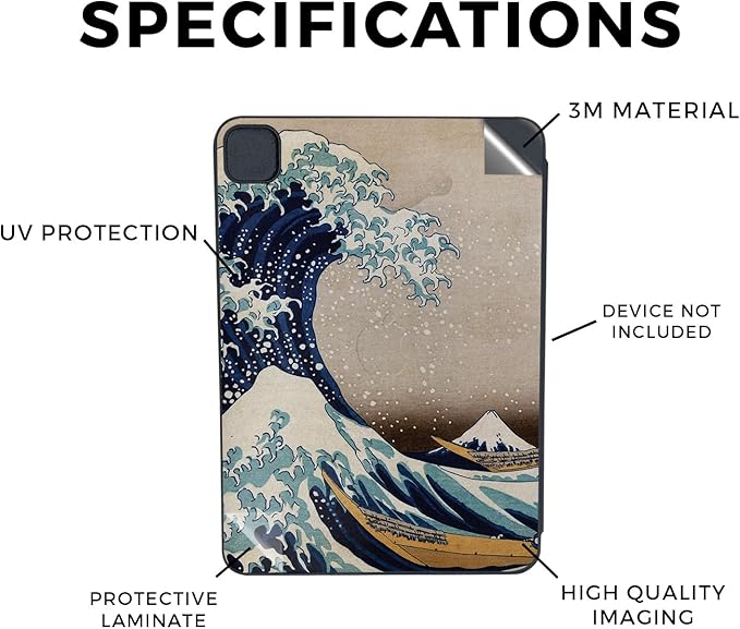 Skin Compatible with Apple Smart Folio for iPad Pro 11-inch (M4/M5) 2025 - Great Wave of Kanagawa - Premium 3M Vinyl Protective Wrap Decal Cover | Crafted in The USA by MightySkins