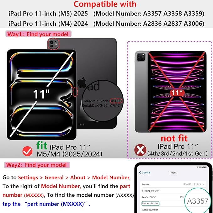 Kids Case for Apple iPad Pro 11 inch M5/M4 Tablet (2025/2024) with Handle/Kickstand Slim Lightweight Cute Soft EVA Foam Shockproof Folio Stand Protective Cover for Boy Girl Teens, Rose
