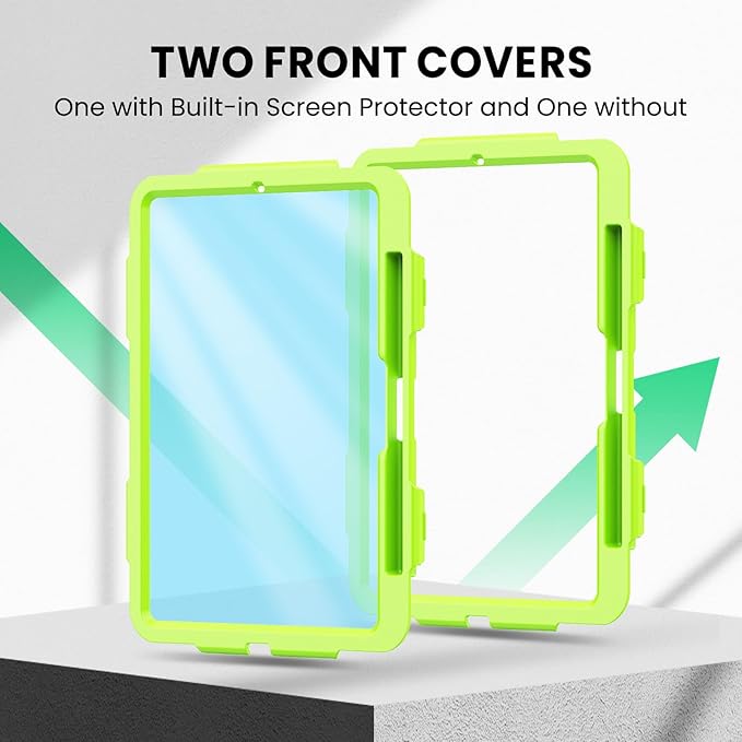 SEYMAC for iPad Pro 11 Inch Case M5 2025 / M4 2024, Heavy Duty Shockproof Protective Case with Screen Protector, 360° Rotating Stand, Hand/Shoulder Strap and Pen Holder, Green