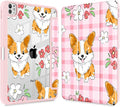 May Chen Case for iPad Pro 11-Inch M5/M4 2025/2024 (6th/5th Generation), [Penceil Holder] Trifold Stand Auto Wake/Sleep Clear TPU Protection Back Cover, Corgi Dog Stripes