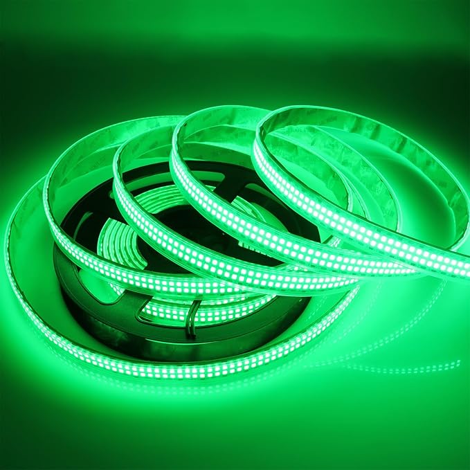 LEDENET Outdoor Green 12V LED Strip Lights 16.4ft, Double Row Super Bright 2400 LEDs Waterproof IP67, Dimmable Flexible Tape Lights for Outdoor, Truck, RV, and Boat Lighting