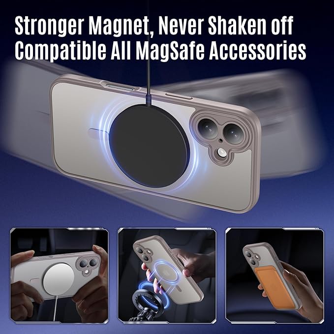 Symcele Designed for iPhone 17 Case, Compatible with MagSafe, [Camera Protection] [15FT Military Droptection] Shockproof Translucent Matte Anti-Slip Phone Case, 6.3", Natural Titanium