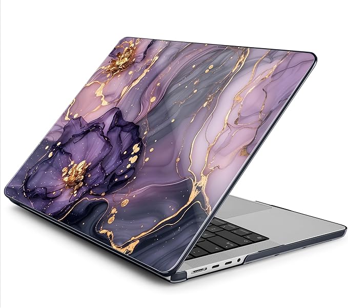 DONGKE Case for MacBook Pro 14 Inch (2026-2021 Release, M5 M4 M3 M2 M1 Pro/Max Chip), Plastic Slim Hard Shell Protective Cover with Keyboard Cover & Screen Protector, Purple Hydrangea