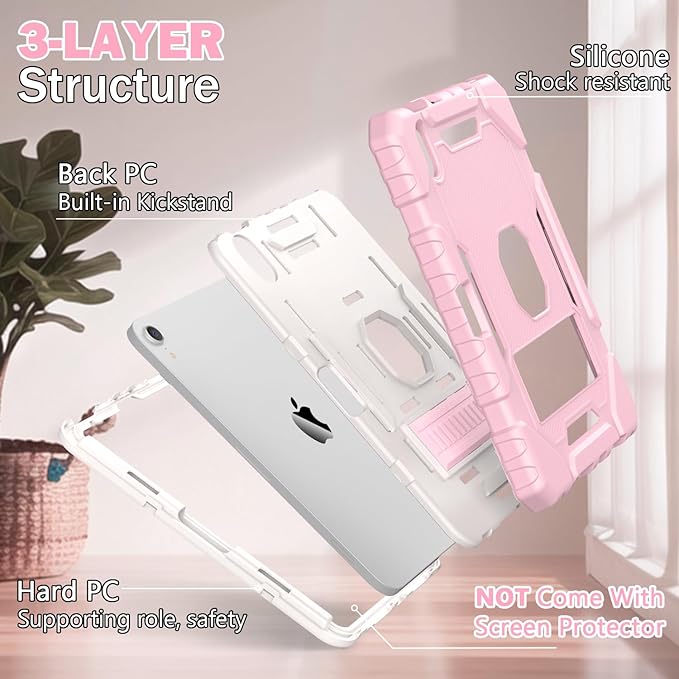 Grifobes Case for iPad mini 7 (A17 Pro) 2024 / Mini 6 2021 8.3 inch, Heavy Duty Shockproof Rugged Cover with Pencil Holder Stand, for I Pad Mini 7th/6th Gen 8.3" Case (Light Pink)