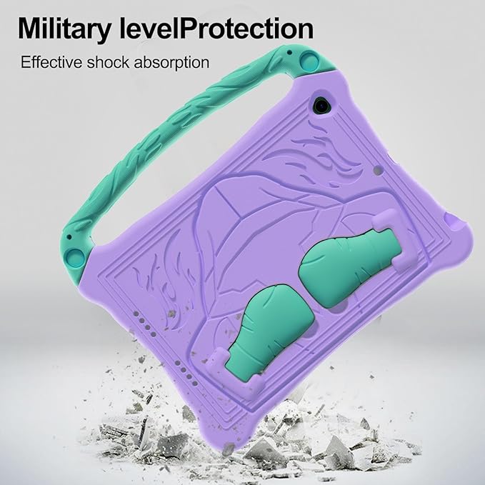 Dteck for iPad Air 3rd Generation and iPad Pro Case 10.5" 2019/2017 Release, Cute Boxing Shockproof Hard Case with Handle/Kickstand/Shoulder Strap, Protective Lightweight Kids-Friendly Cover, Purple