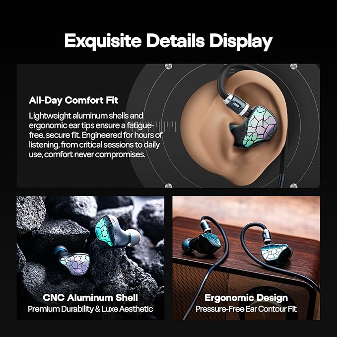 Linsoul THIEAUDIO HYPE 4 MKII 2DD + 4BA Hybird In Ear Monitor,HiFi Wired IEM Earphones,Engaging & Studio Neutral Tuning,CNC Aluminum Gaming Earbuds with 3.5/4.4mm Modular Cable for Musician Audiophile