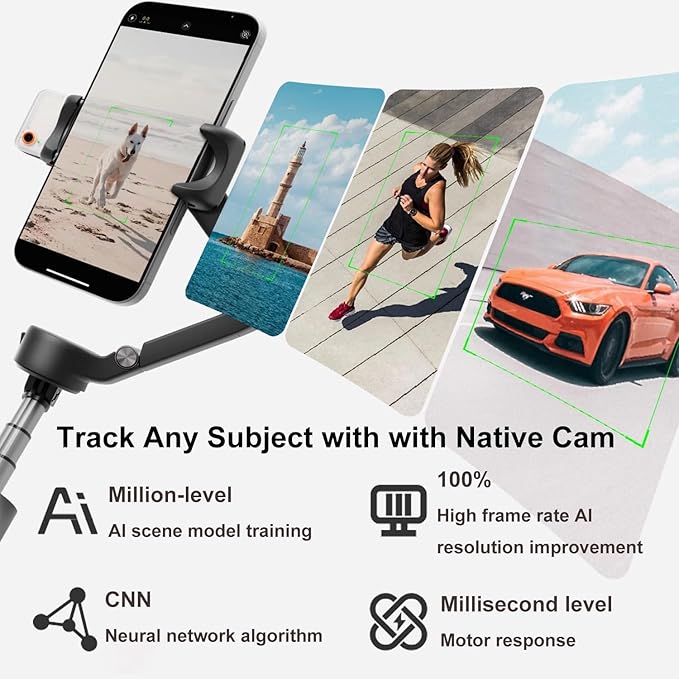 Hohem iSteady V3 Ultra Gimbal Stabilizer for iPhone Android Smartphone,Phone Gimbal with AI Tracking,Fill Light,Detachable Touchscreen Remote,Phone Stabilizer for Video Recording,YouTube Travel(White)