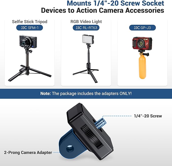 (3+2) 1/4"-20 Tripod Mount Adapter + Action Camera Tripod Adapter Mount Kit, Adapter Sets for Action Camera GoPro Hero 12 11 10 9 8 7 6 5 DJI Osmo Action 4 3 Insta360 Ace Pro