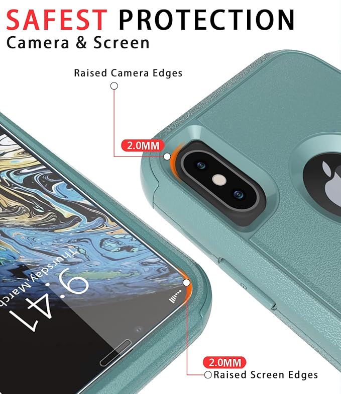 Diverbox for iPhone X Case/iPhone Xs Case [Shockproof] [Dropproof] [Tempered Glass Screen Protector ] Heavy Duty Protection Phone Case Cover for Apple iPhone X/XS (Pine Green)