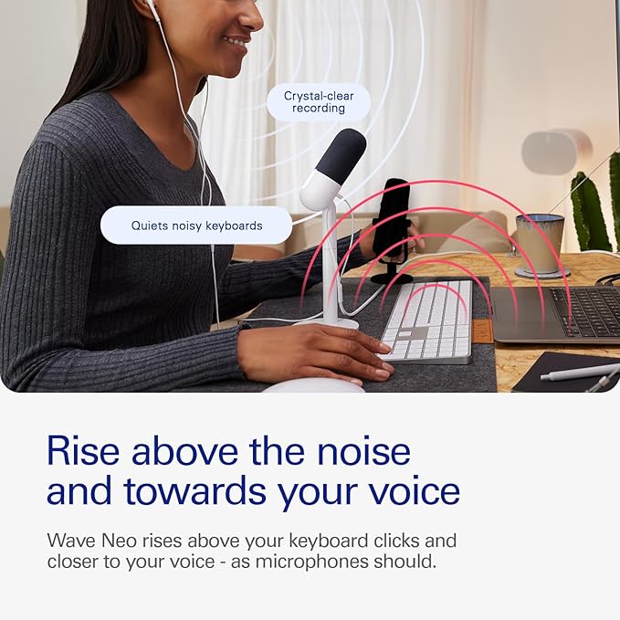 Elgato Wave Neo – USB Condenser Microphone, Tap to Mute, for Gaming, Streaming, Meetings, Voice Recording on Teams/Zoom/OBS/Twitch/YouTube & more, Plug-’n-Play, Works on Laptop, PC, Mac, iPad, iPhone