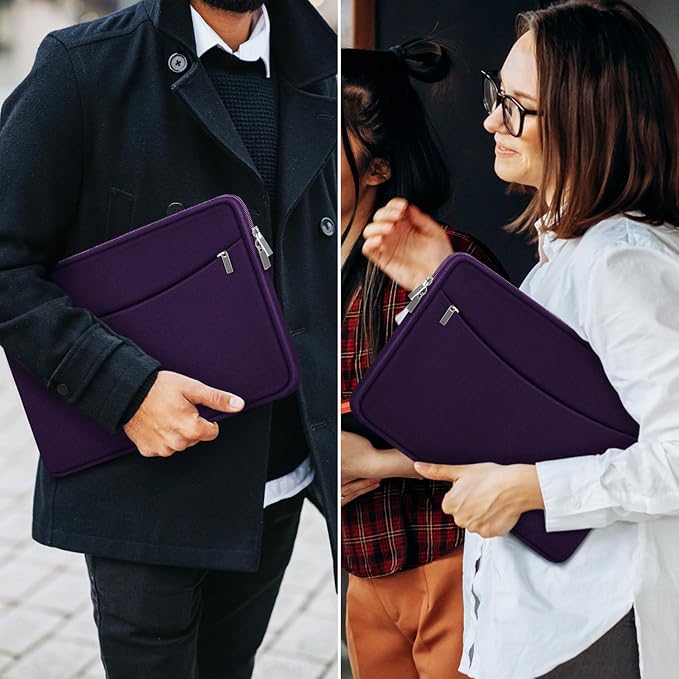 Laptop Sleeve Case 15.6 inch, Shockproof Protective Laptop Cover Carrying Computer Bag with Accessory Pocket Portable Computer Sleeve Compatible with HP, Dell, Lenovo, Asus, Dark Purple