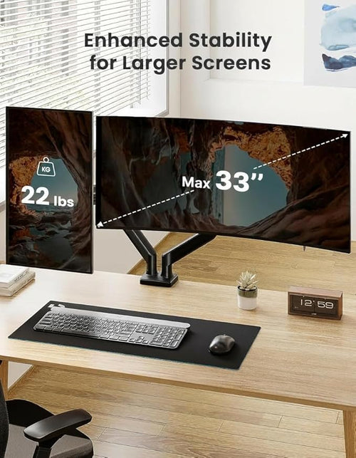 ErGear Dual Monitor Stand up to 33 inches Screen, Load-Bearing Max 22 lbs Each Arm, Adjustable Dual Monitor Mount, Sturdy Steel vesa Monitor Mount with Stable VESA 75x75 100x100mm