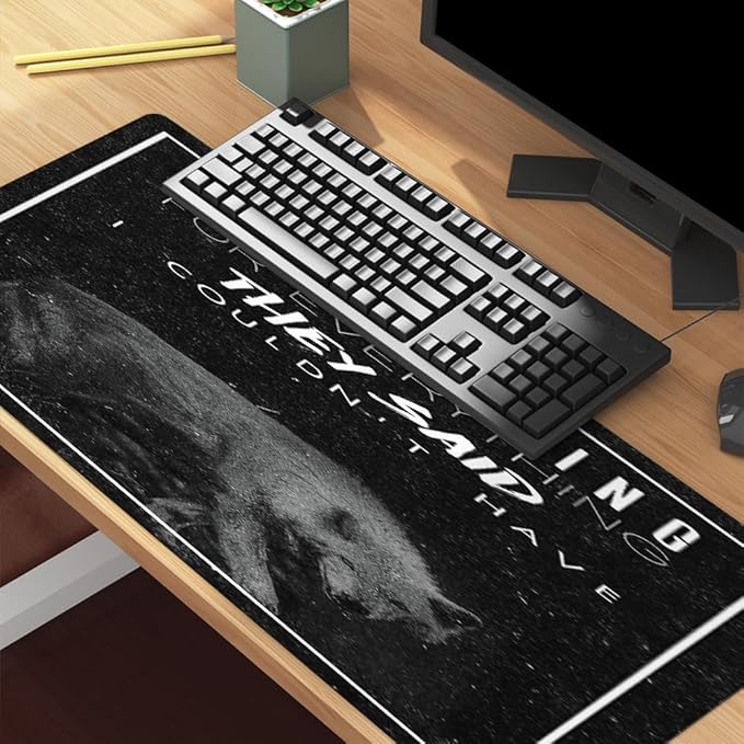 Inspirational Quote Mouse Pad for Guys,Black Large Mouse Pad for Mens Lion Animal Keyboard Pad Extended Gaming Pad for Desk Non-Slip Rubber Base Gaming Mouse Mat for Office Home 31.5"x15.7"