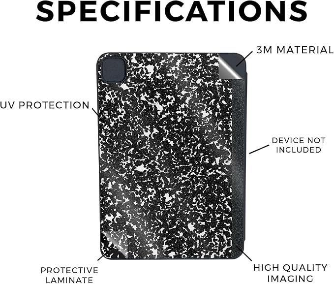 Glossy Glitter Skin Compatible with Apple Smart Folio for iPad Pro 11-inch (M4/M5) 2025 - Composition Book - Premium 3M Vinyl Protective Wrap Decal Cover | Crafted in The USA by MightySkins