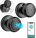 BIWIBON 4-in-1 Smart Door Knob, Fingerprint Door Knob with App Control, Smart Fingerprint Door Lock with Keypad, Real Privacy Mode, Auto Lock, Ideal for Home, Bedroom, Garages &Office, Black,1 Pack