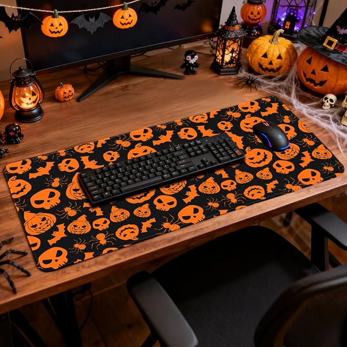 Halloween Mouse Pad - 31.5×15.8 Inch Gaming Mouse Pad with Stitched Edges for Keyboard and Mouse