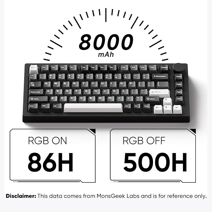 MONSGEEK M1 V5 Aluminum Mechanical Keyboard 75% Quick Release Gaming Keyboard Black & Silver with Knob 8000 mAh RGB Hot-swappable Pre-lubed Mirror Switch
