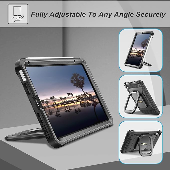 Fintie Case for iPad Mini 7 (A17 Pro, 7th Generation) 2024 / iPad Mini 6 (6th Gen) 8.3 Inch, [Tuatara Magic Ring] 360 Degree Rotating Shockproof Rugged Cover with Screen Protector, Black