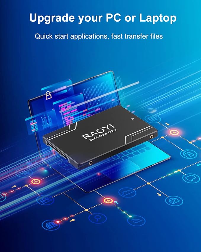 RAOYI 1TB Internal SSD SATA III 6Gb/s 2.5” Solid State Drive 3D NAND Flash Advanced SSD Hard Drive Up to 550MB/s SATA 3 SSD Upgrade Performance for PC Laptop