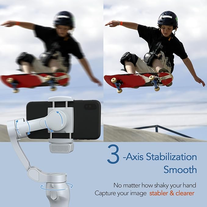 3-Axis Phone Gimbal with Adjustable Fill Light， Stabilizer for Smartphone, Phone Stabilizer for Video Recording, Gimbal for Android &iPhone，TikTok YouTube Vloging kit-JCROBOT iSleeky L7C Plus