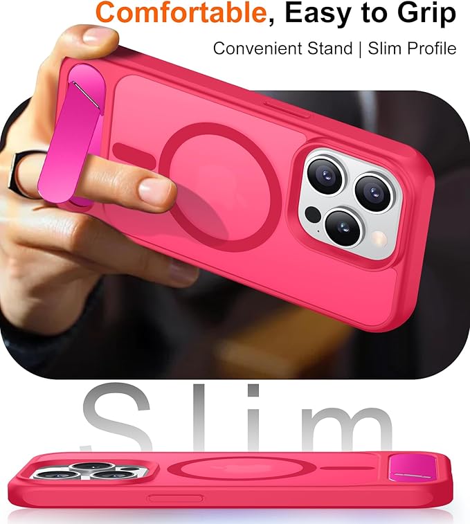 Magnetic Compatible with iPhone 15 Pro Case, [Built-in Invisible Kickstand][Compatible with MagSafe][Military Grade Shockproof] Slim Translucent Matte Phone Case for iPhone 15 Pro 6.1"