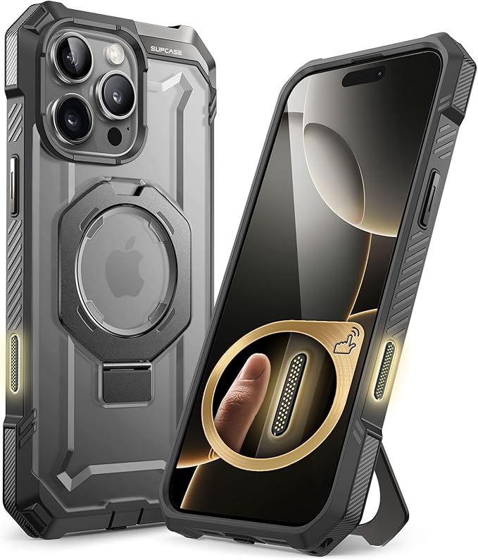 SUPCASE for iPhone 16 Pro Max Case with Camera Control Capture Button (Unicorn Beetle Grip), [Built-in Stand] [Compatible with MagSafe] Heavy Duty Magnetic Phone Case for iPhone 16 Pro Max, Gray