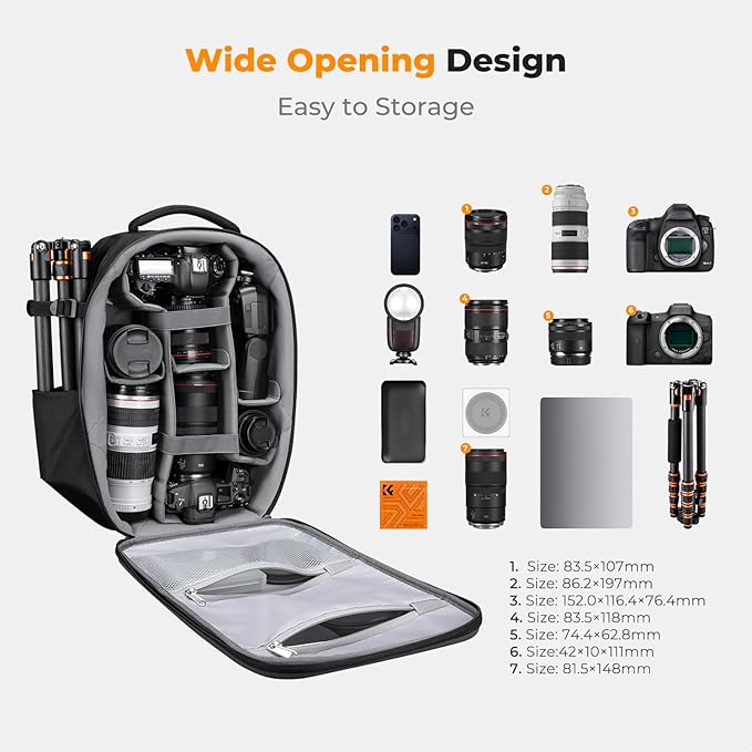 K&F CONCEPT Camera Backpack,Hardshell Photography DSLR Camera Bag with 15-15.6 Inch Laptop Compartment Waterproof Hard Shell Camera Case
