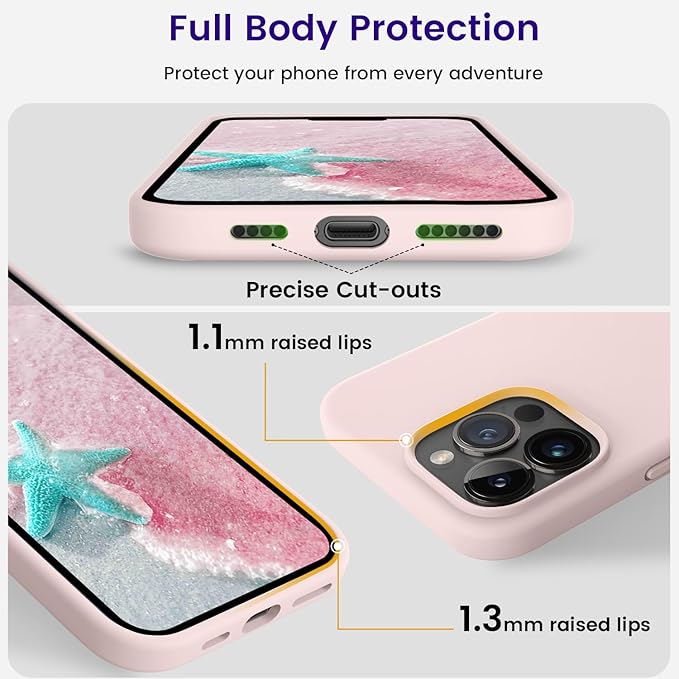 OTOFLY Compatible with iPhone 15 Pro Max Case,[Silky and Soft Touch Series] Premium Soft Liquid Silicone Rubber Full-Body Protective Bumper Case for iPhone 15 Pro Max (Chalk Pink)